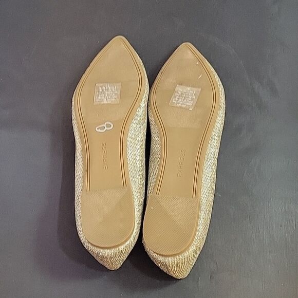 EXPRESS GOLD GLITTER EMBROIDERY POINTED TOE SLIP-ON WOMEN"S FLAT - Picture 14 of 16